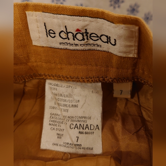 Vintage Linen Mustard Yellow Le Chateau Skirt, Made in Canada - Picture 6 of 7
